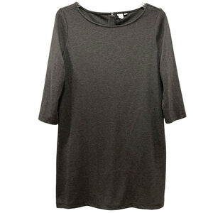 Gap Womens Large Shift Dress Faux Leather Exposed Zipper Boat Neck Heather Gray
